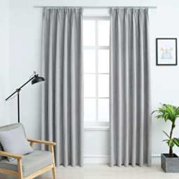 Blackout Curtains With Hooks 2 Pcs Grey 140x245 Cm Vidaxl