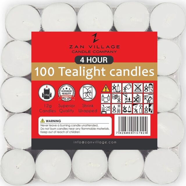 Tea Light Candles 4 Hour Long Burn 100 White Tealights Night Light
