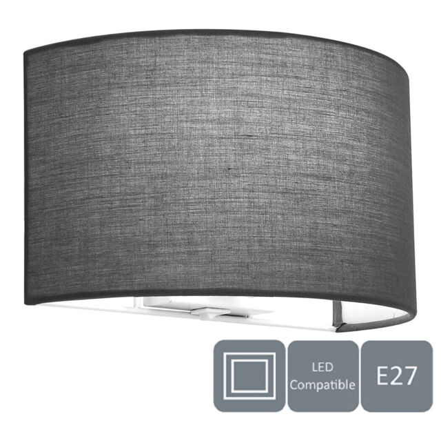Modern Wall Lights Sconce With Switch, Semi-circle Shape, Grey Fabric