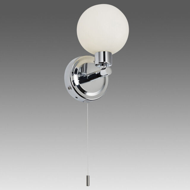 Knightsbridge Led Ip44 G9 Single Wall Light Round Frosted Glass Pull