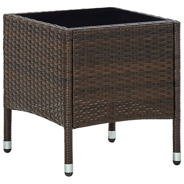Outdoor Patio 40cm Poly Rattan Square Sofa Garden Coffee Table With