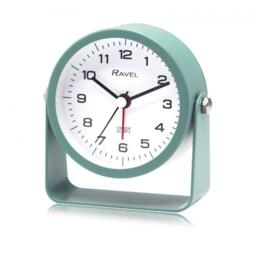 Ravel Bedside Round Metal Alarm Clock With Stand Green Rc050.11