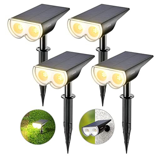 Solar Spot Lights Outdoor Garden, Warm White Solar Powered Stake