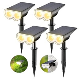 Solar Spot Lights Outdoor Garden, Warm White Solar Powered Stake