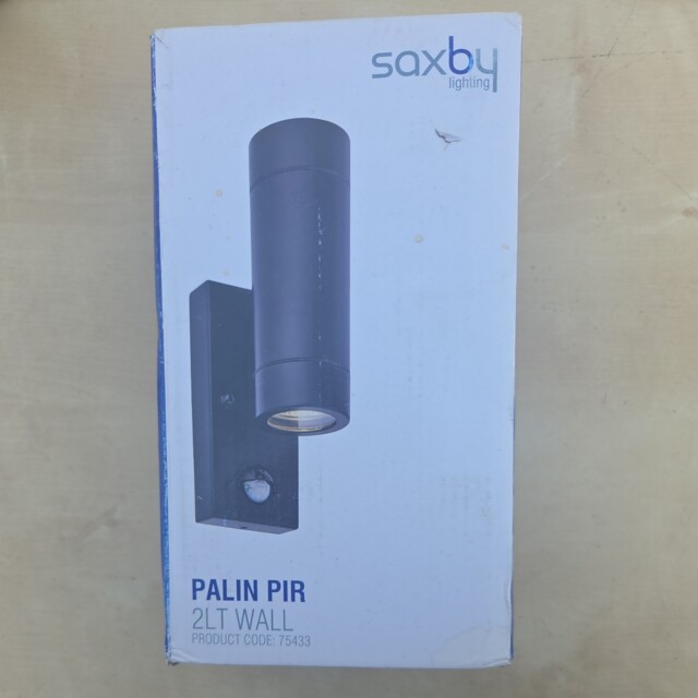 Outdoor Light Black Palin Double Spot Ip44 Matt Pir Motion Sensor