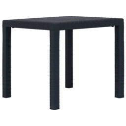 Outdoor Patio Plastic Rattan Look Square Garden Dining Dinner Table
