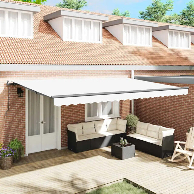 Awning Manual White 500 X 300 Cm Fabric Vidaxl