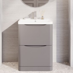 Nuie Lunar 2-drawer Vanity Unit & Polymarble Basin 600mm - Satin Grey