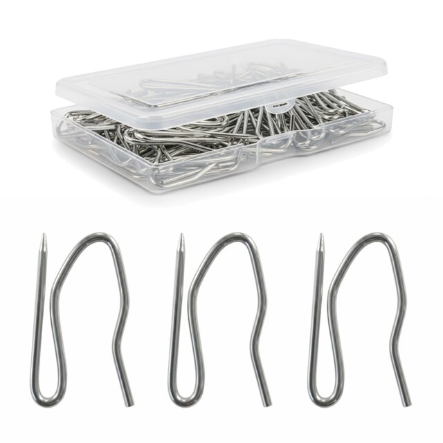 Curtain Hooks Heavy Duty Metal Pin Hooks, 50 Pack Zinc Curtain Hooks