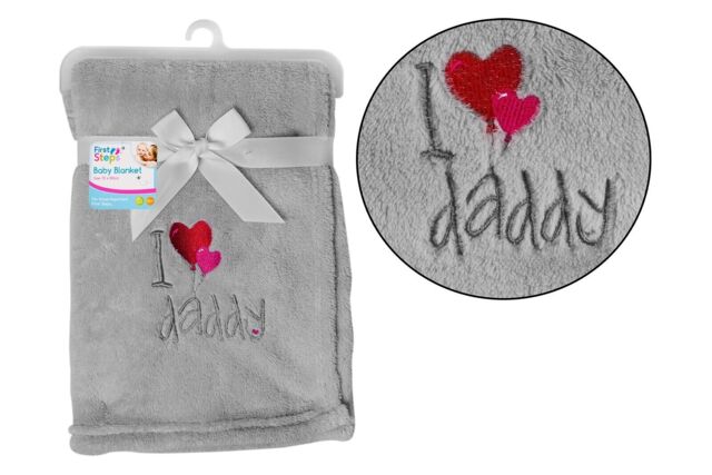 I Love Daddy Supersoft Grey Baby Blanket 75cm X 100cm Fathers Day Cute