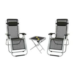 Zero Gravity Sun Lounger Set 2 Chairs & Table Garden Furniture Chair