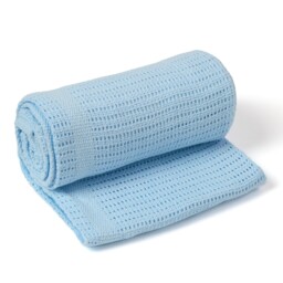 Clair De Lune Soft Cotton Cellular Shawl Baby Pram Blanket Blue 70 X
