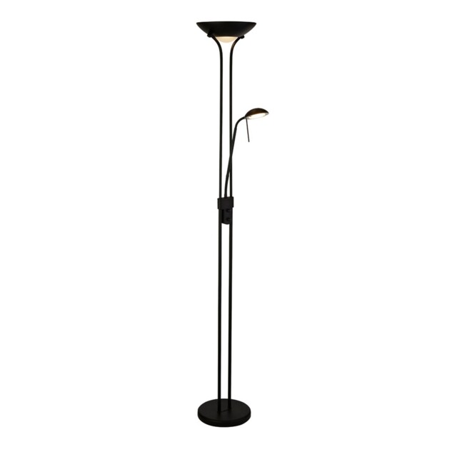 Matt Black Finish Metal Base Mother And Child Led Free Standing Floor