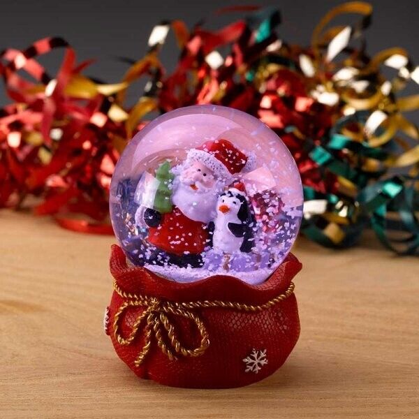 Set Of 3 Cute Christmas Light Up Snow Globe Festive Ornament For