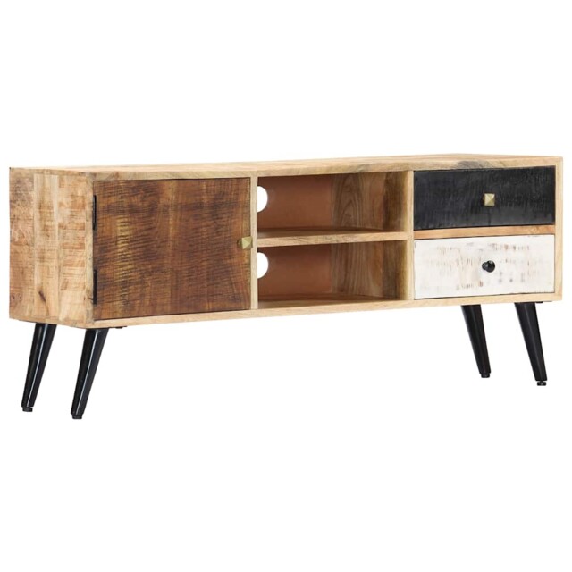 Solid Mango Wood Tv Cabinet 1 Door 2 Drawers Stand Hifi Vidaxl