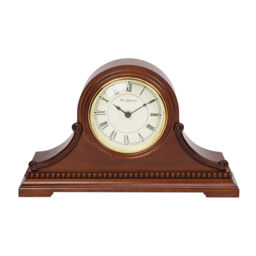 Wooden Carved Satin Mahogany Napoleon Mantel Clock Roman Dial Gold