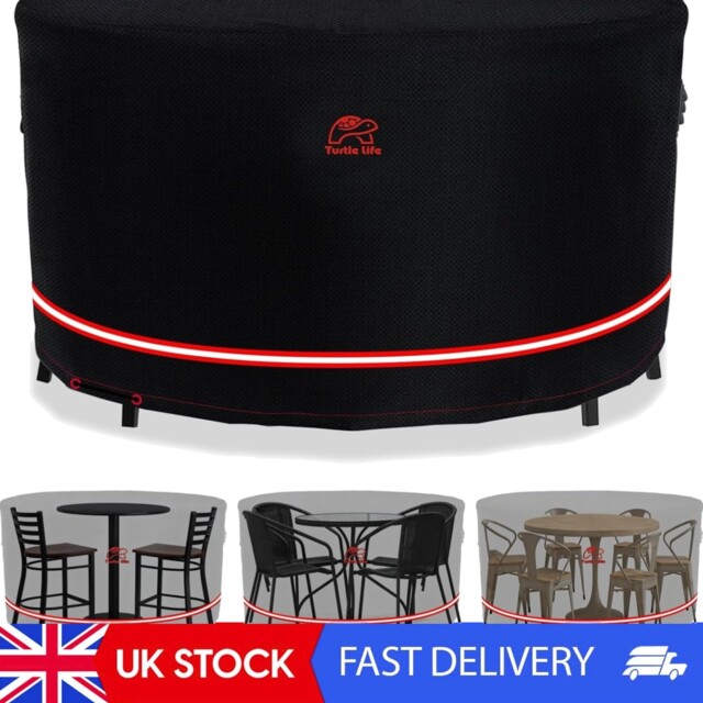 Outdoor Round Garden Furniture Cover With Air Vent - Elegant Black