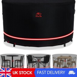Outdoor Round Garden Furniture Cover With Air Vent - Elegant Black