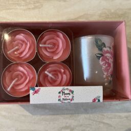 Mothers Day Luxury Candle Gift Set Rose Tealight Pink Flower Birthday
