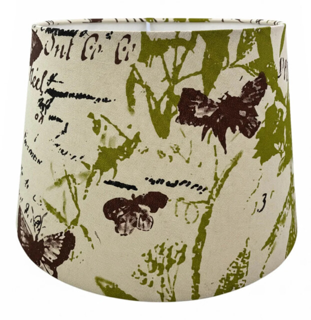 "Lampshade Green 12"" Garden Print Fabric Tapered Drum 300mm Ct Lighting"