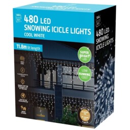 Festive Magic Led Snowing Icicle Lights 480 Cool White
