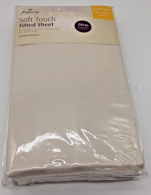 Soft Touch Fitted Sheet Fogarty Super King Size - 28cm Deep - Cream -