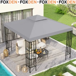 Gazebo Replacement Canopy Top Square 2 Tier Pavilion Roof Polyester