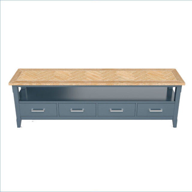 Blue & Oak Large Television Unit [signature Blue]