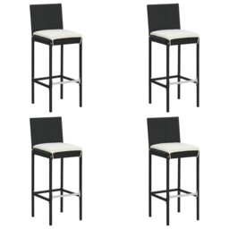 Garden Bar Stools With Cushions 4 Pcs Black Poly Rattan Vidaxl