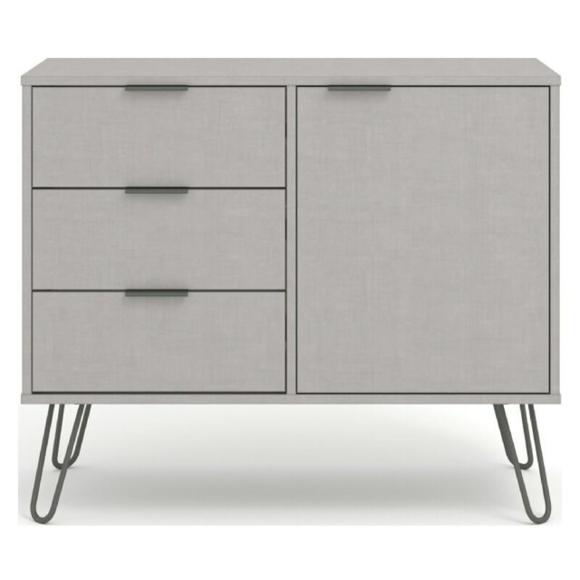 Augusta Sideboard 1 Door 3 Drawers Small Grey Compact Storage Unit