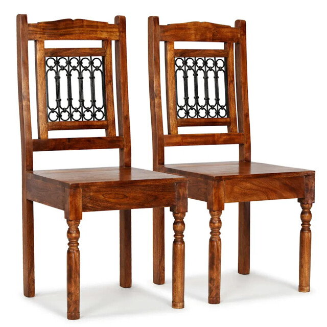 Dining Chairs 2 Pcs Solid Wood With Honey-coloured Finish Classic