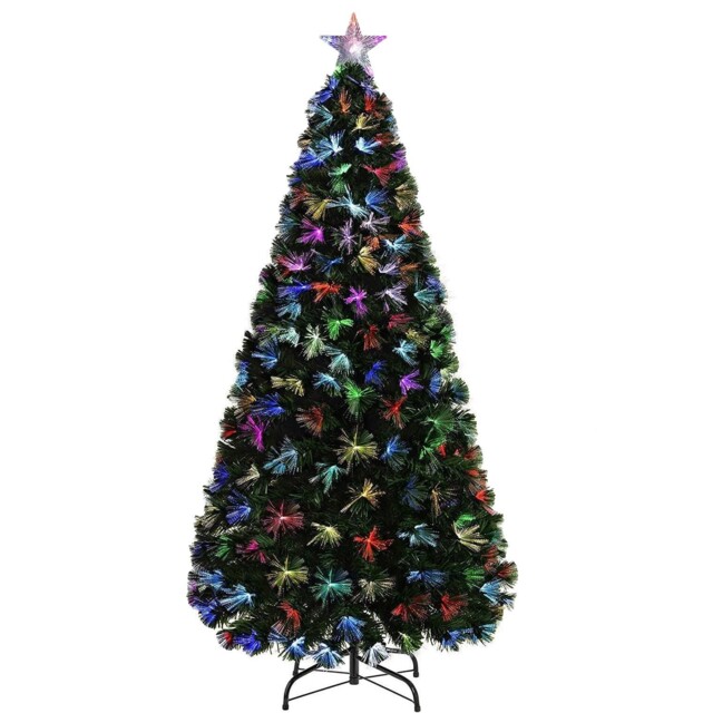 Led Christmas Tree Pre-lit Green Fiber Optic Lights Xmas Festive Home