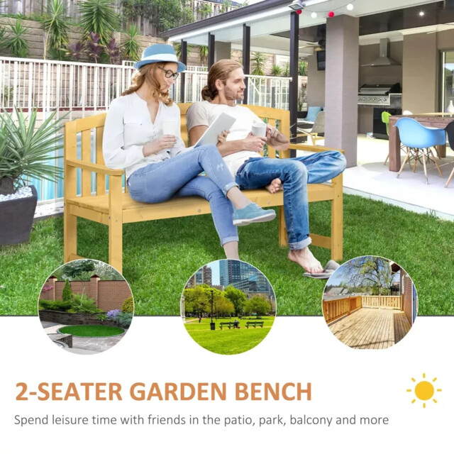 2 Seater Garden Bench Wooden Bench Seat Outdoor Patio Furniture