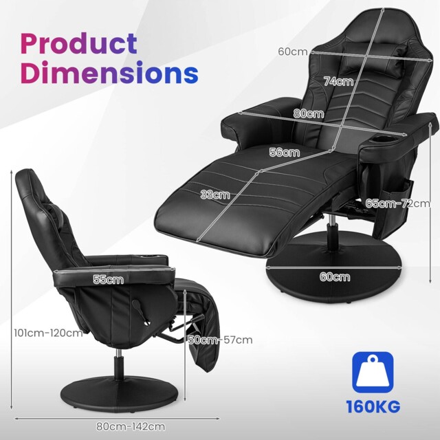 Swivel Racing Video Gaming Recliner