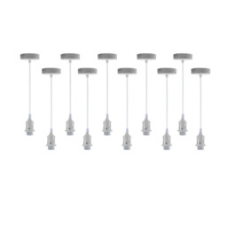 Pendant Light 10 Pack White Metal/pvc Vintage E27 Adjustable 95cm