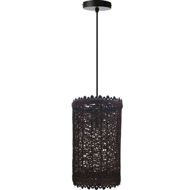 Pendant Light Dark Brown 14cm Rattan Handmade Vintage E27 Adjustable