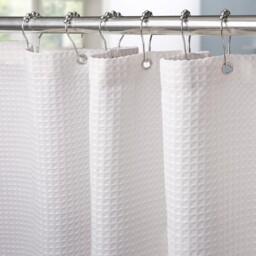"Vanzavanzu Shower Curtain For W 71.7"" X L (1 Panels), Waffle - White"