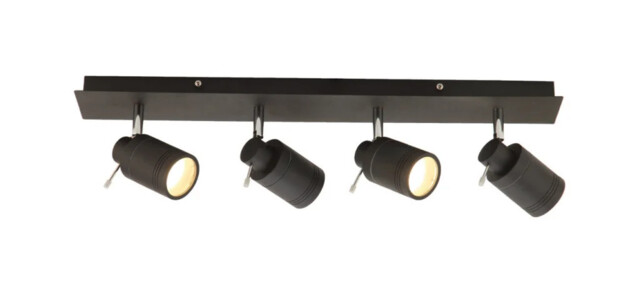 Bathroom Light Black Scorpius 4 Spot Bar Matt Ip44 Spa Spa-22560-mblk