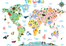 Decowall Sg2-1615s Animal World Map (large) Kids Wall Stickers Decals