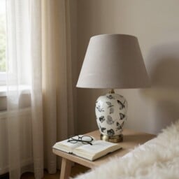 50cm Large Butterfly Ceramic Table Lamp Butterfly Print With Drum