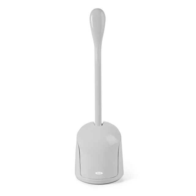 Compact Toilet Brush And Canister Set Space Saving Holder Grey