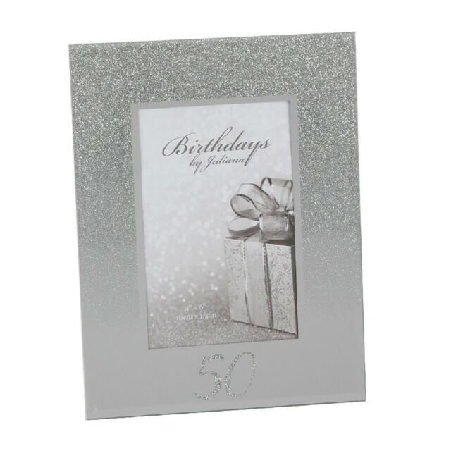 Birthdays Photo Frame Glitter Mirror Design Freestanding Picture 4x6
