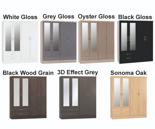 Nevada Grey Gloss Bedroom Furniture Range Wardrobe Chest Drawers