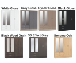 Nevada Grey Gloss Bedroom Furniture Range Wardrobe Chest Drawers