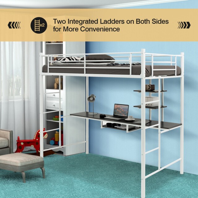 High Sleeper Bunk Bed Desk Storage Shelves