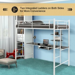 High Sleeper Bunk Bed Desk Storage Shelves