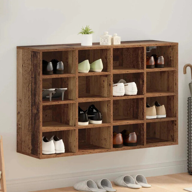 Shoe Cabinet Old Wood 103 X 30 X 67 Cm Engineered Wood Vidaxl