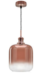 Vintage Rose Gold Glass Copper Shade Pendant Ceiling Light Chandelier