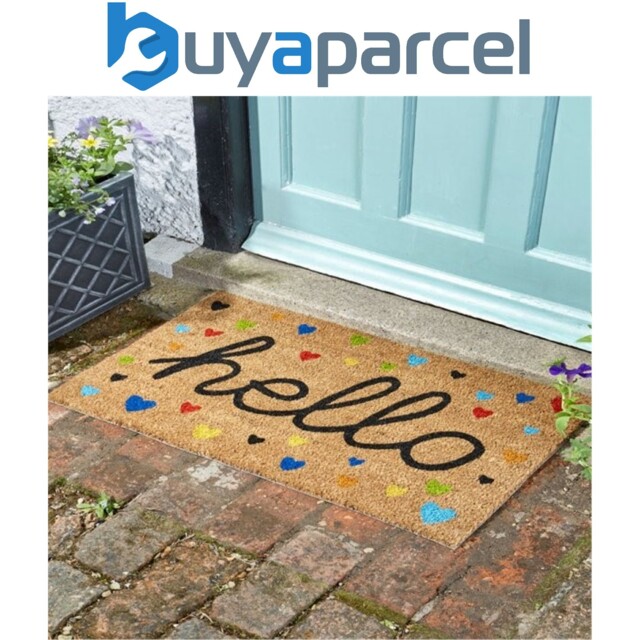 Smart Garden Hearty Heart Hello Coir Doormat Pvc Backing Mat Indoor