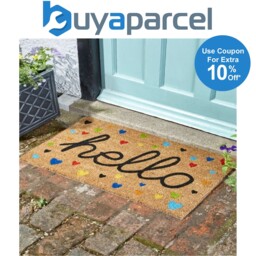 Smart Garden Hearty Heart Hello Coir Doormat Pvc Backing Mat Indoor